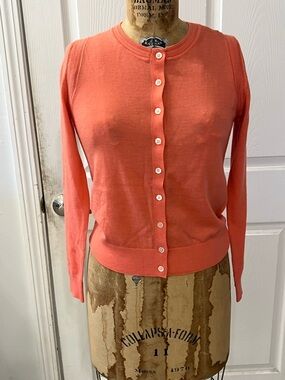 Banana Republic Coral Merino Wool Crewneck Cardigan
